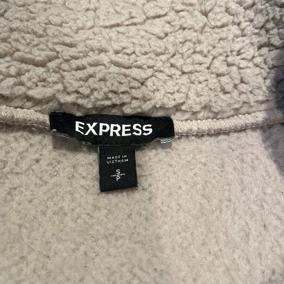 Express Fleece Sherpa Jacket Asymmetrical Beige Size S - Picture 3 of 3